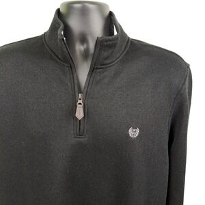 Chaps Mens Quarter Zip Pullover Sweater Black Knit Long Sleeve Size XL